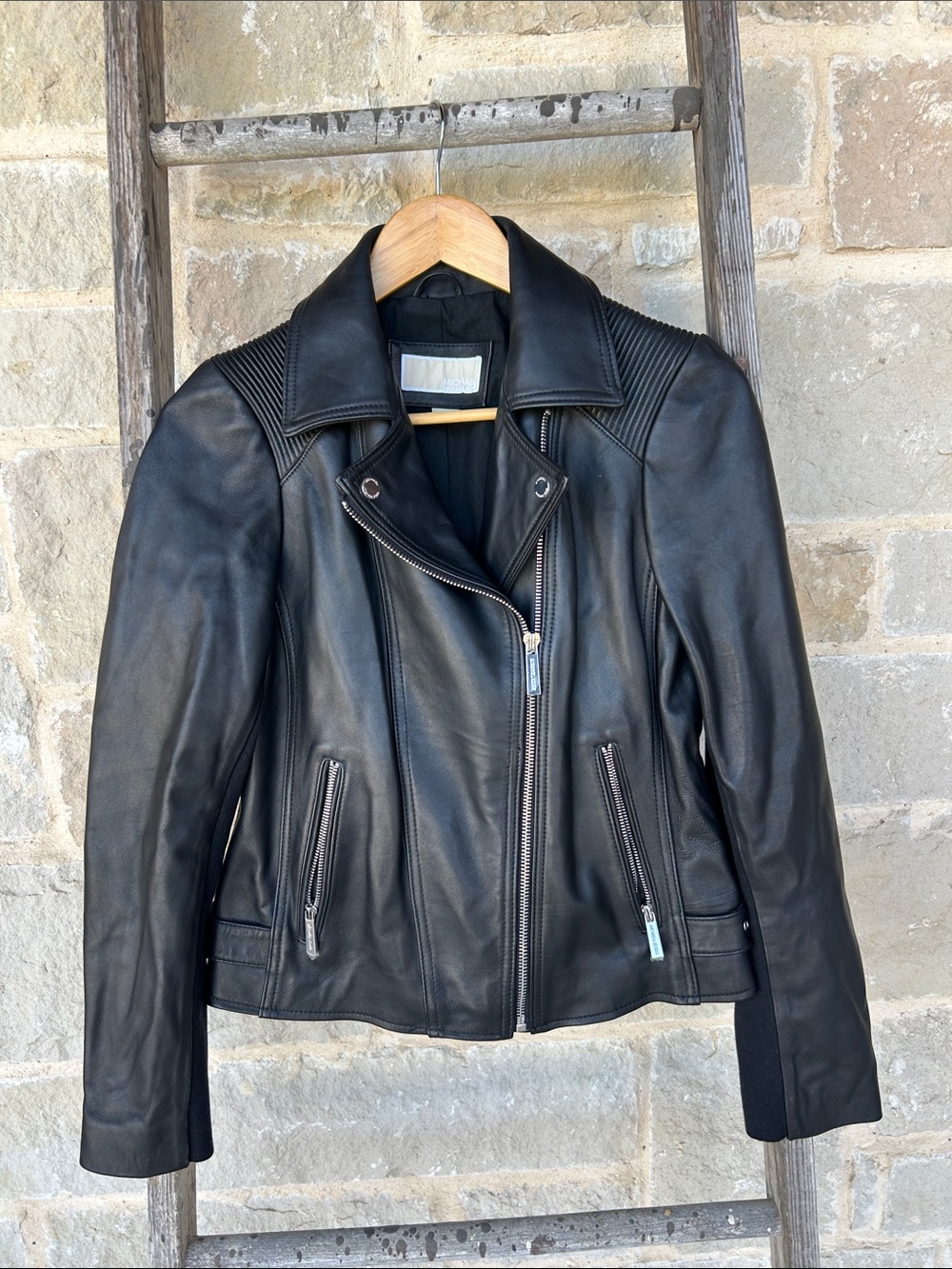 Michael Kors Black Leather Moto Jacket